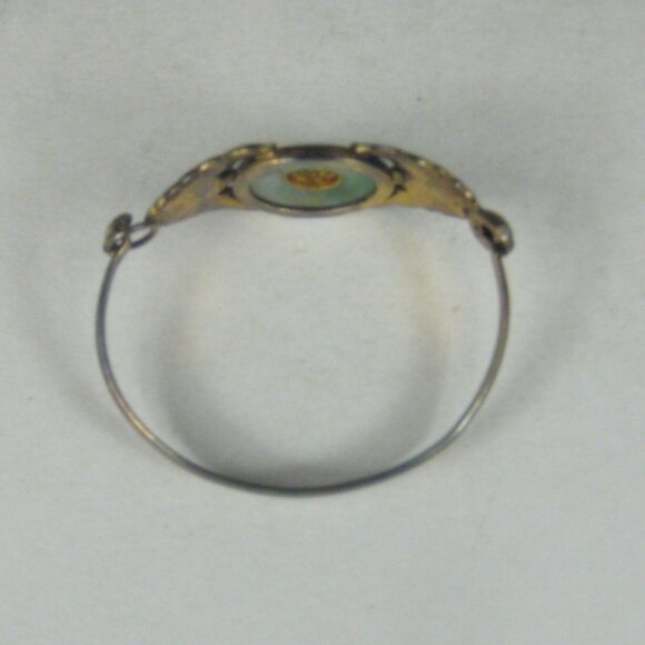 Antique Enamel Cloisonné Jade Bracelet Chinese Export Silver Enamel Bats Symbols - Picture 6 of 14